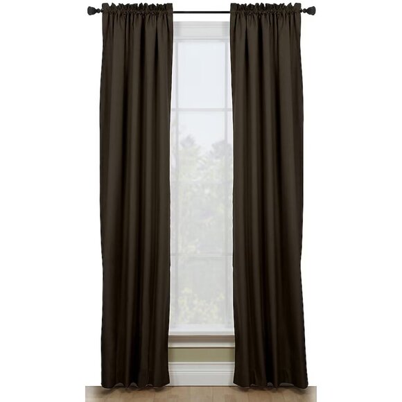 84-in Walker Chocolate Room Darkening Thermal Lined  Single Curtain Panel - Picture 1 of 3